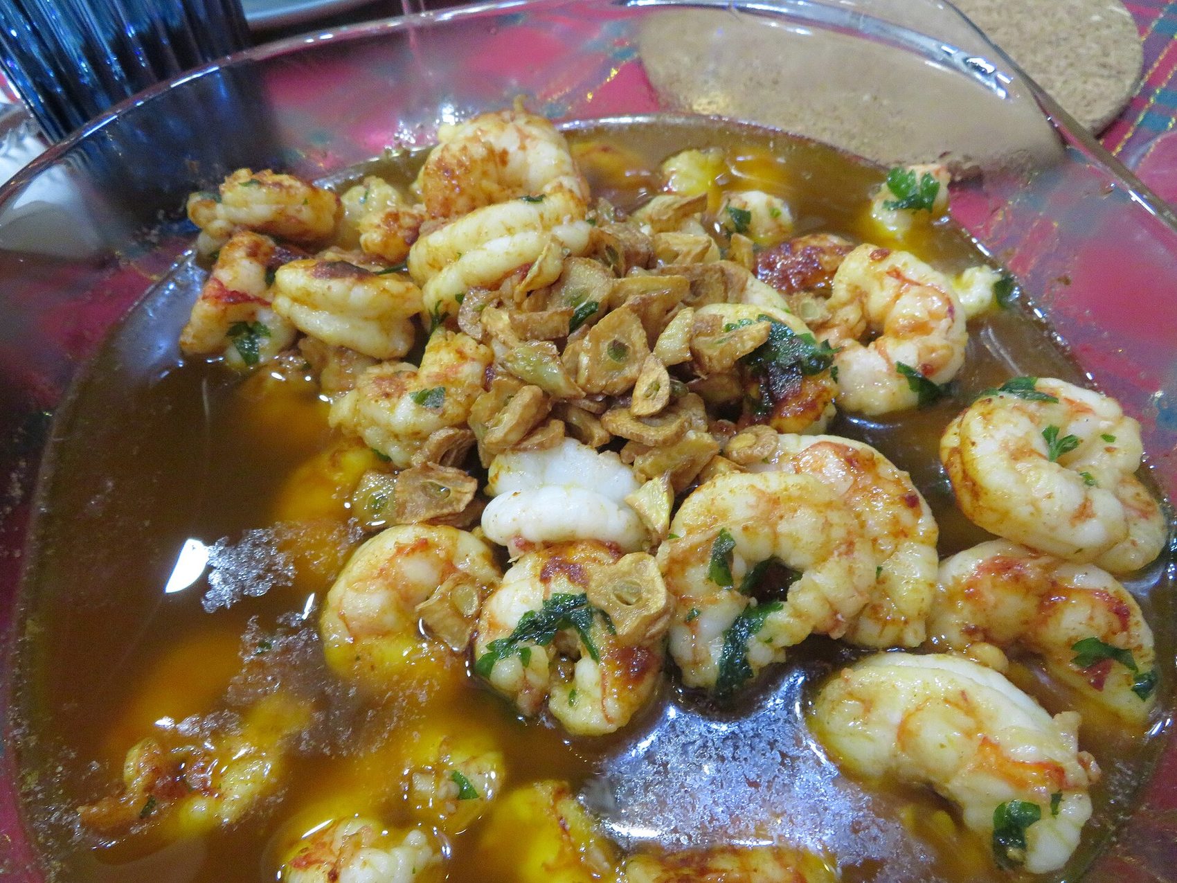 Gambas al ajillo recién hechas